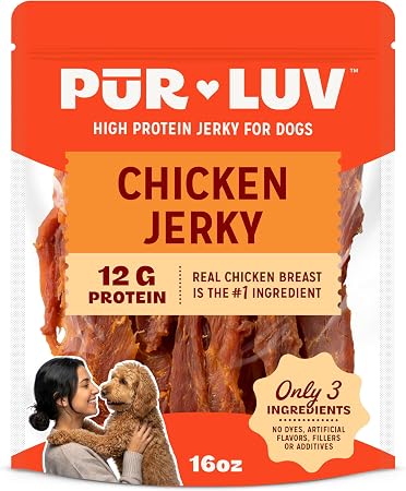 Pur Luv Dog Treats, Chicken Jerky Dog Treat with Real Chicken Breast, 16 oz