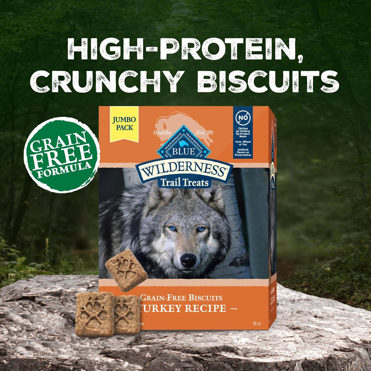 Blue Buffalo Wilderness Trail Treats Turkey Crunchy Dog Biscuits, 36 oz